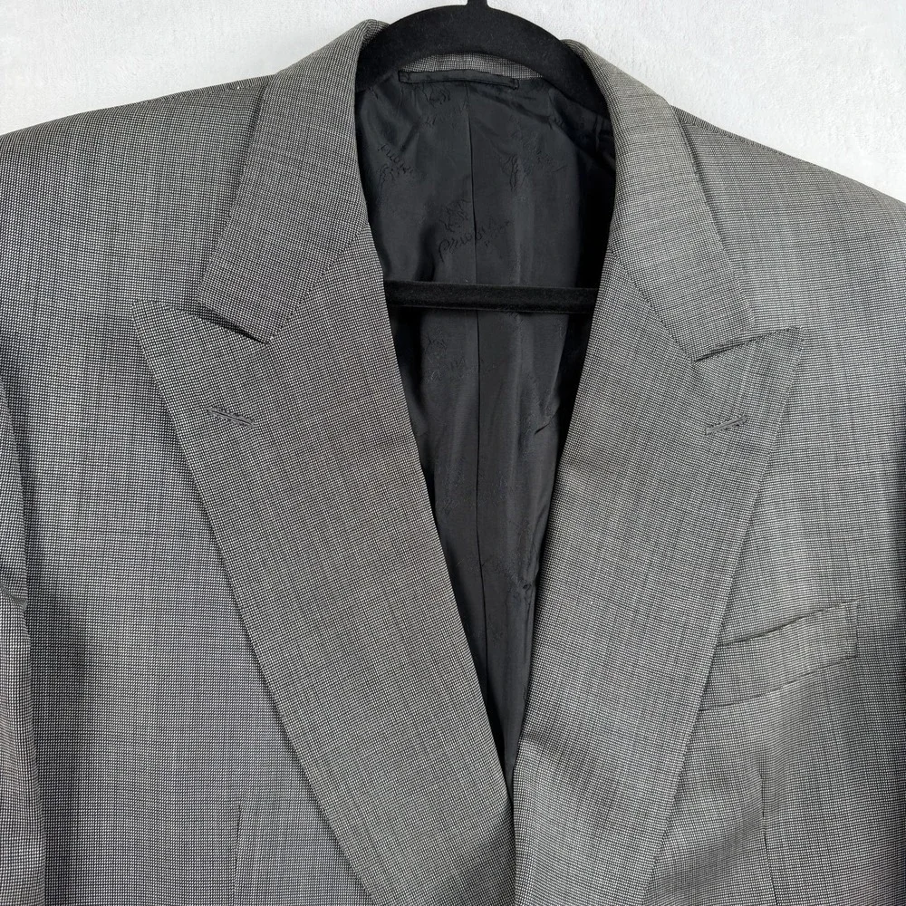 Vtg Brioni Suit Jacket Double Breasted Mens 42L Wool Cashmere Blend Peak Lapel